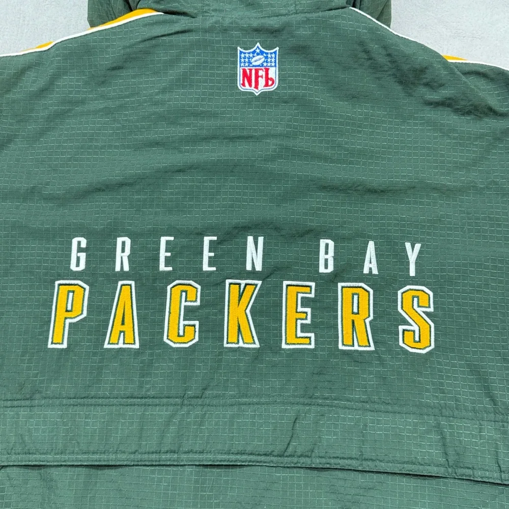 Vintage Green Bay Packers Jacket Mens 2XL Green Yellow Puma NFL Hooded Parka